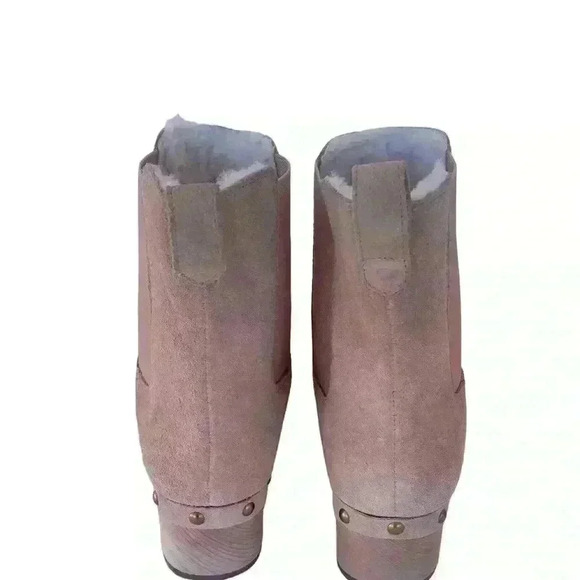 J. Crew Women Faux Fur Lined Clog Boots Size 8.5 Suede Chelsea Light Pink - Picture 6 of 13